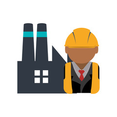 constructer with helmet and plant icon. Construction repair factory and industry theme. Isolated design. Vector illustration