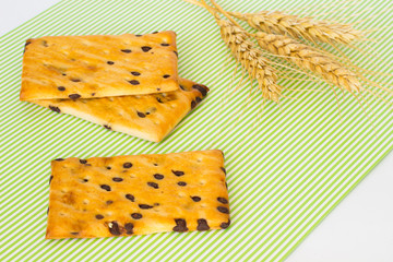 Cookies with chocolate chips. Wheat twig