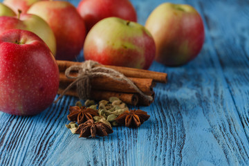 fresh apples on wooden table