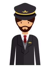 pilot man and cartoon icon. profession worker and occupation theme. Isolated design. Vector illustration