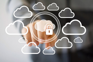 Business button web cloud lock icon