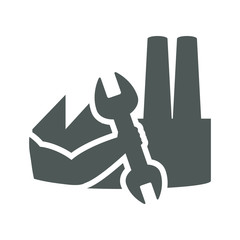 wrench and plant icon. Construction repair factory and industry theme. Isolated design. Vector illustration