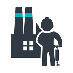 constructer and plant icon. Construction repair factory and industry theme. Isolated design. Vector illustration