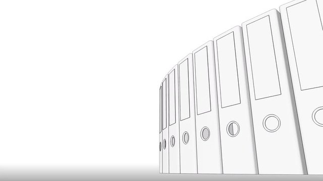 Rotating office binders. 4K seamless loopable sketch animation