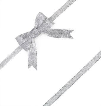 Silver ribbon with bow isolated