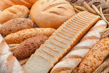different varieties of fresh bread on the table