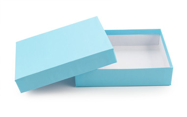beautiful blue box on a white background isolated - obrazy, fototapety, plakaty
