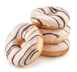 Fresh delicious Donuts to in white glaze