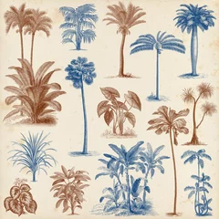 Fototapeten Vintage hand drawn palm trees set 2 © pingebat