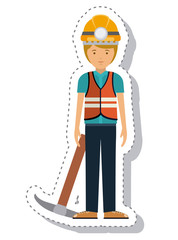 constructer man and cartoon with helmet icon. profession worker and occupation theme. Isolated design. Vector illustration