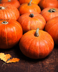 Autumn Pumpkin Thanksgiving Background - orange pumpkins over wo