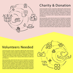 Charity and donation, volunteers needed concepts set