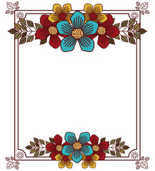 flowers frame garden and floral icon. decoration and ornament theme. Isolated design. Vector illustration