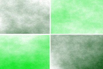 White background with dark green and green rectangles