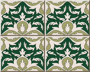Ceramic tile pattern 396 curve spiral cross garden green leaf