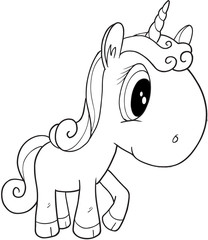 Cute Doodle Unicorn Vector Illustration Art