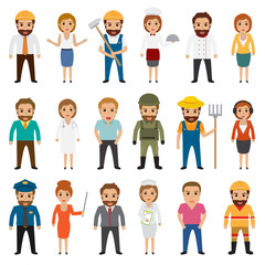 People occupation characters set in flat style isolated on white background