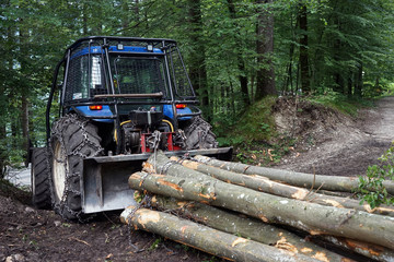 Tractor with logs