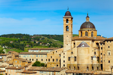 Fototapeta na wymiar Urbino is a walled city in the Marche region of Italy, medieval town on the hill