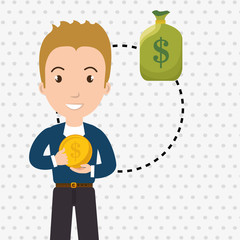 man young money dollar vector illustration eps10