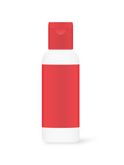 
Vector White plastic bottle with red label and red cap isolated on white background. Ideal for mock up and other.