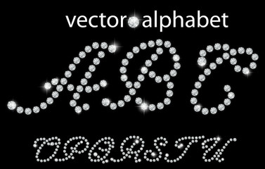 Diamond alphabet, letters from O to U, vector illustration