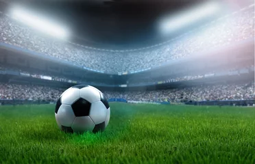 Foto op Plexiglas Voetbal soccer ball on stadium