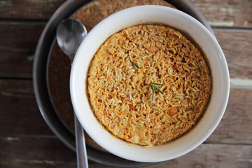 noodle in wood background