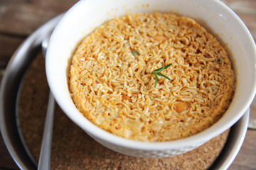 noodle in wood background