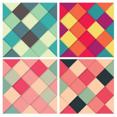 Set of abstract square colorful retro background with stylish colors, vector illustration