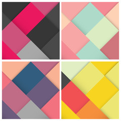 Set of abstract square colorful retro background with stylish colors, vector illustration