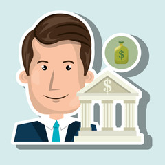 man building bank money vector illustration eps10