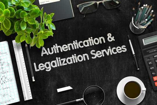 Authentication and Legalization Services Concept. 3D render.