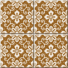 Ceramic tile pattern 496 spiral vine round flower