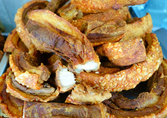 Delicious Crispy Pork. Streaky Pork. Deep Fried Pork Belly Backg