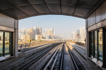 Metro subway tracks in the United Arab Emirates