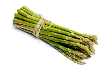 harvested asparagus isolated on white