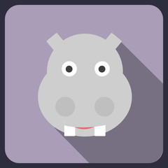 hippo flat icon with long shadow