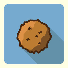 cookie flat icon with long shadow