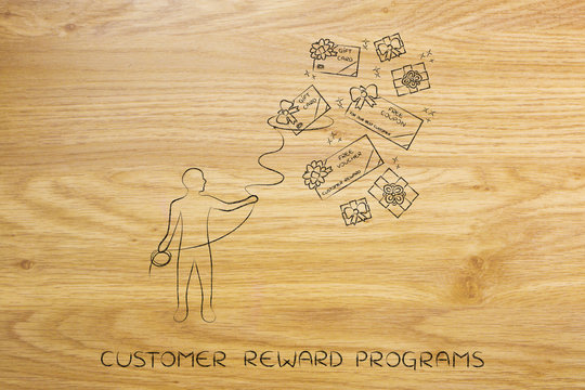 person with lasso catching free coupons, client rewards