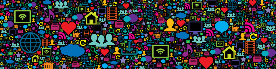 seamless pattern with social media and technology icons