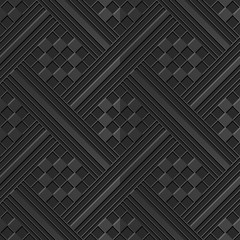 Dark 3D paper art 498 square check geometry cross mosaic

