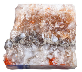 Halite (rock salt) specimen isolated on white