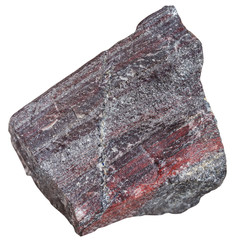 jaspillite (ferruginous quartzite) stone isolated