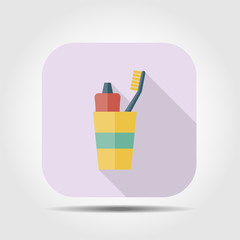 toothbrush flat icon with long shadow