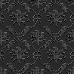 Dark 3D paper art 503 curve cross leaf vine flower
