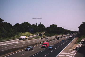 BEACONSFIELD, ENGLAND - JUNE 2016: Busy M40 motorway at the Beac