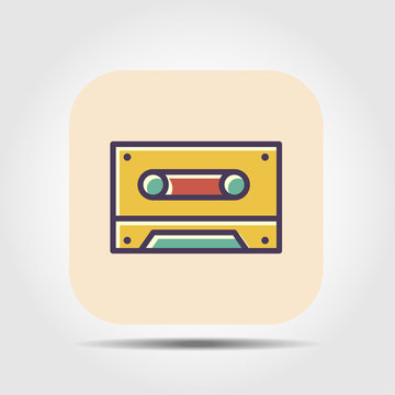 cassette flat icon with long shadow