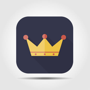 Crown Flat Icon With Long Shadow