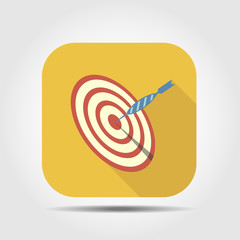 dart on target flat icon with long shadow